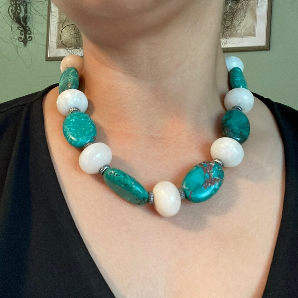 Turquoise n white , handmade jewelry